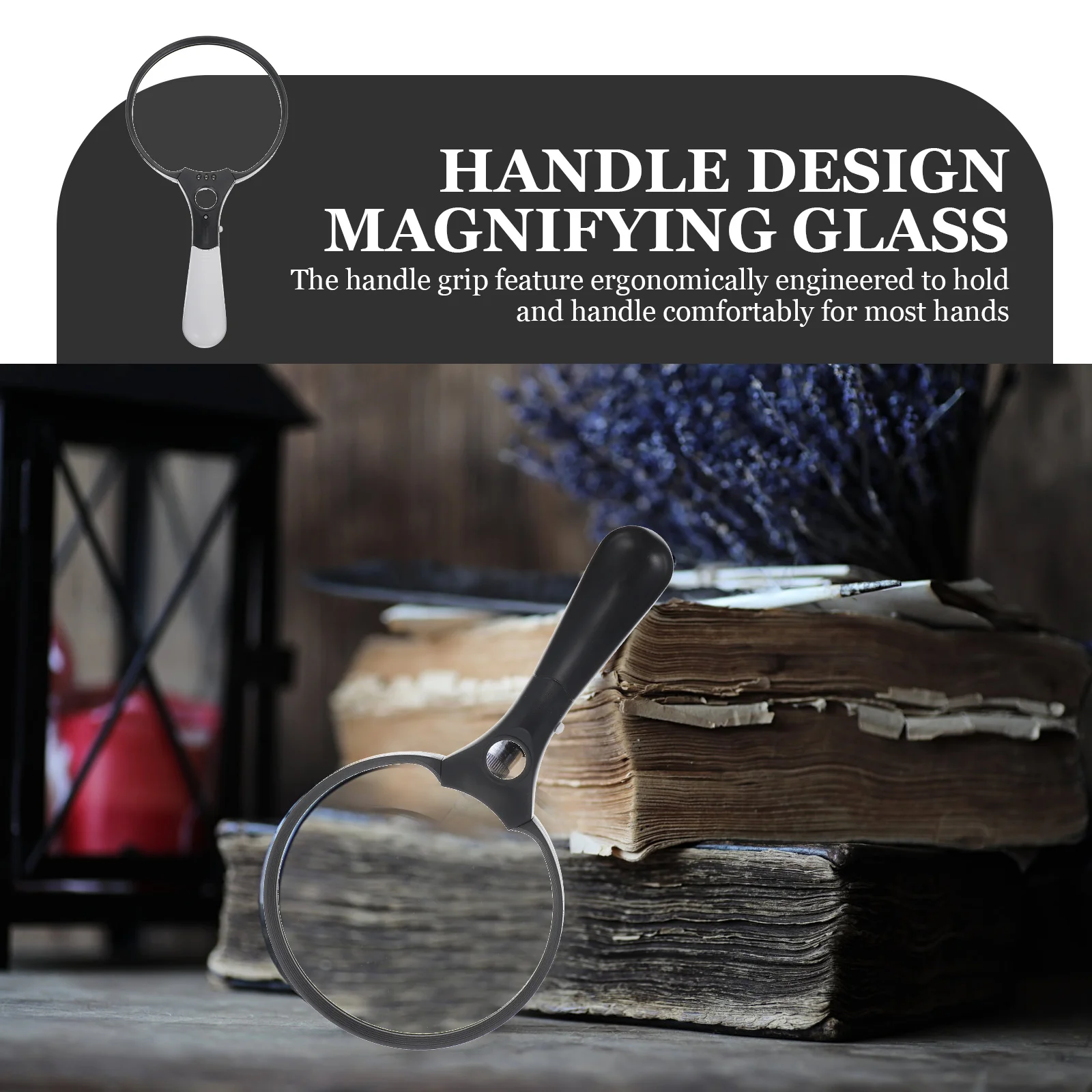 Ergonomic Handle Design Magnifying Glass Bright LED Light Reading Magnifier Durable Practical Tool Magnifier with Light
Ergonomic Handle Design Magnifying Glass Bright LED Light Reading Magnifier Durable Practical Tool Magnifier with Light