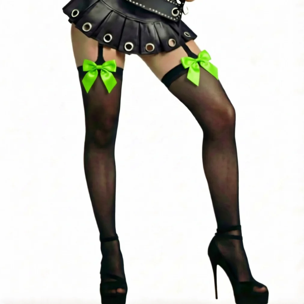 Green Bow in Front Thigh Suspender Stockings Transparent Pantyhose for Women Sexy Outfit Pink Red Sky Blue Sheer Garter Tights
Green Bow in Front Thigh Suspender Stockings Transparent Pantyhose for Women Sexy Outfit Pink Red Sky Blue Sheer Garter Tights