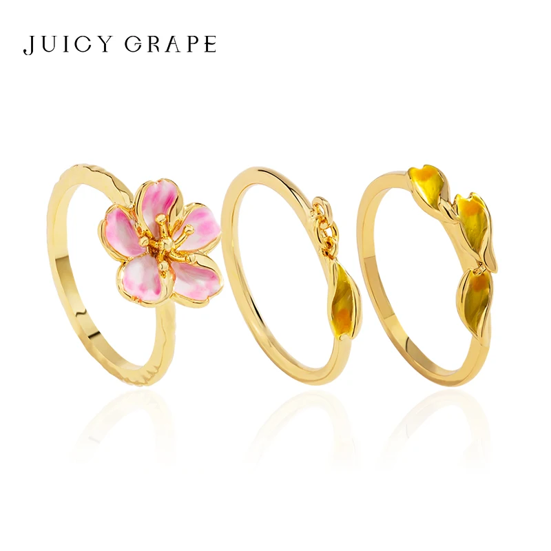 Juicy Grape Pink Cherry Blossom Rings Enamel Flower Rings for Women Elegant Ladies Jewelry Stacking Rings Four Ways to Wear It
Juicy Grape Pink Cherry Blossom Rings Enamel Flower Rings for Women Elegant Ladies Jewelry Stacking Rings Four Ways to Wear It
