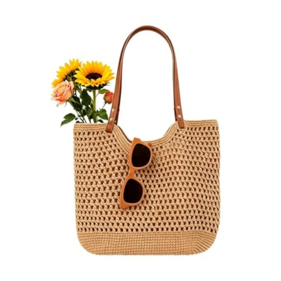 Crochet Beach Bag Purse for Women, Boho Woven Shoulder Bag with Zipper for Vacation, Shopping, Travel
Crochet Beach Bag Purse for Women, Boho Woven Shoulder Bag with Zipper for Vacation, Shopping, Travel