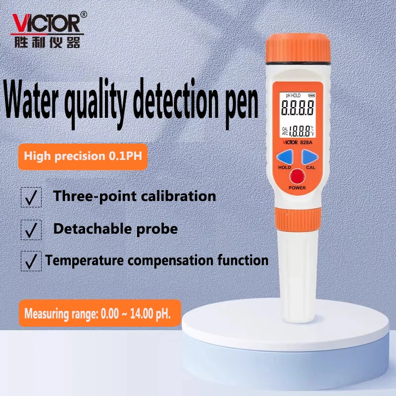 VICTOR-VC828/A/B/D Test Pen High precision PH Meter Detection Instrument Soil Acid Base Aquarium Water Quality pH Tester tool
VICTOR-VC828/A/B/D Test Pen High precision PH Meter Detection Instrument Soil Acid Base Aquarium Water Quality pH Tester tool