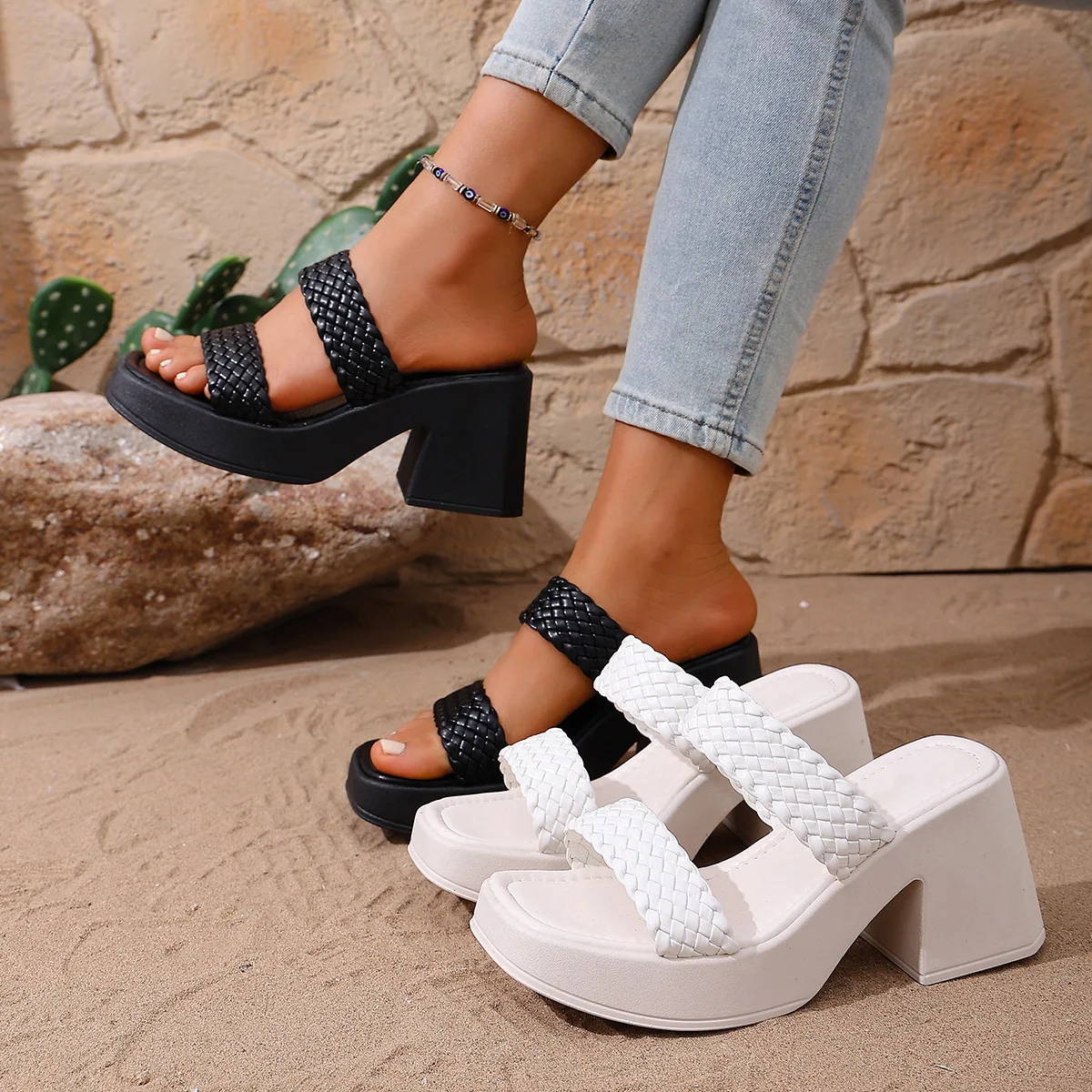 Women's High-heeled Sandals 2026 New Model, Chunky Heel, Square Toe, Woven, Large Size, Roman Style Women's Sandals Elegant
Women's High-heeled Sandals 2026 New Model, Chunky Heel, Square Toe, Woven, Large Size, Roman Style Women's Sandals Elegant