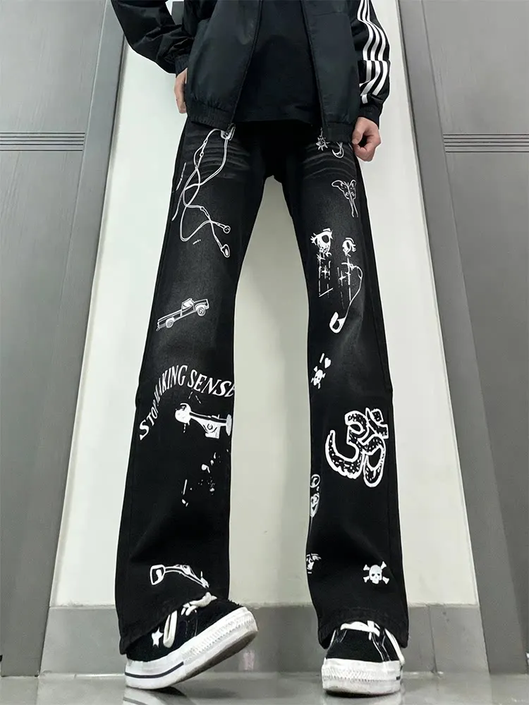 Street Style Graffiti Men's Jeans High Waist Straight Leg Loose Fit Slimming Denim Pants Design Sensation Trend
Street Style Graffiti Men's Jeans High Waist Straight Leg Loose Fit Slimming Denim Pants Design Sensation Trend