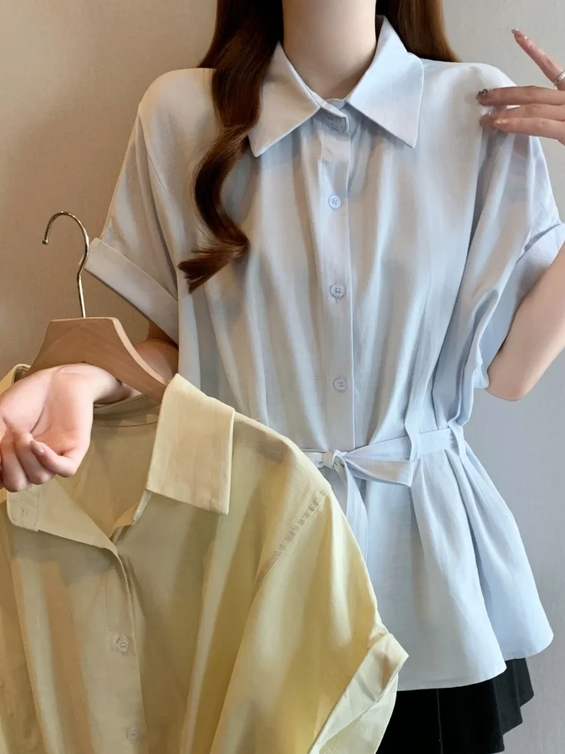 Blue Short Sleeve Shirt Women's Fashionable plus Size Korean Style Loose Fit Summer New Arrival Waist Cinching Belly Covering...
Blue Short Sleeve Shirt Women's Fashionable plus Size Korean Style Loose Fit Summer New Arrival Waist Cinching Belly Covering...