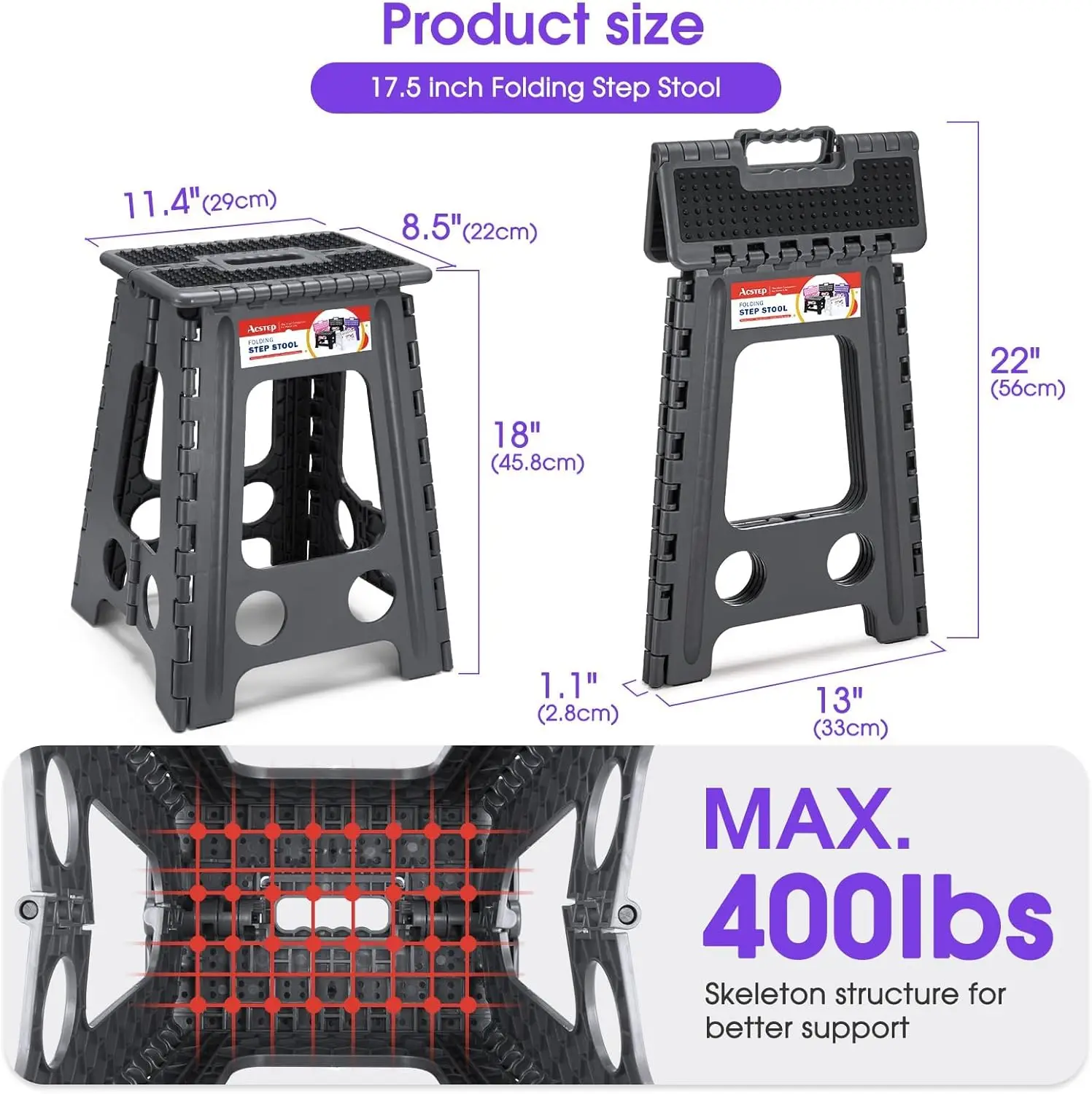 Folding Step Stool for Adults and Kids, Non-Slip Plastic Foldable Stepping Stool, Collapsible Folding Stool with Handle Holds
Folding Step Stool for Adults and Kids, Non-Slip Plastic Foldable Stepping Stool, Collapsible Folding Stool with Handle Holds