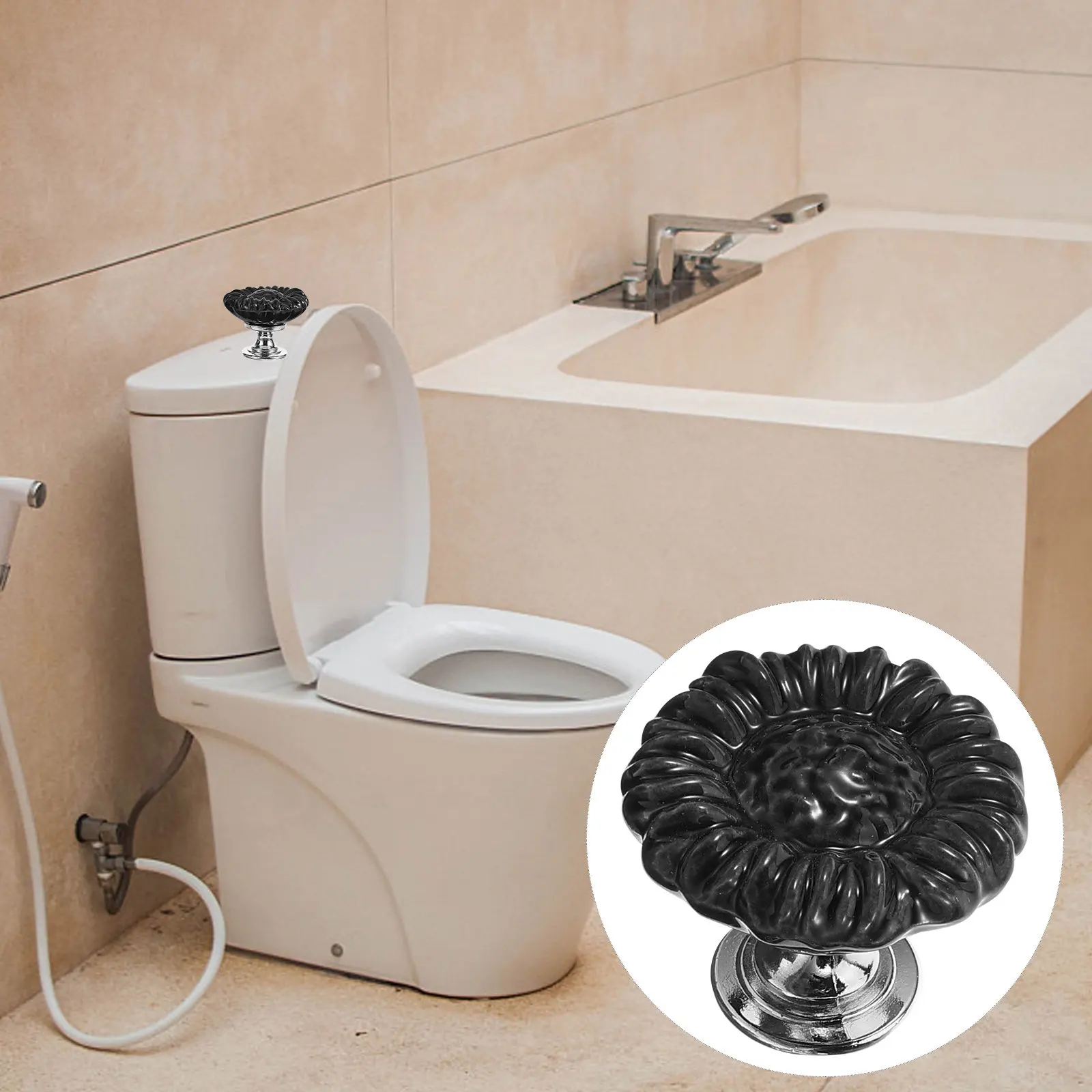2Pcs Toilet Presser Button Helper Flower Shaped Easy Press Bathroom Accessory Modern Decorative Ceramic Top Handle Durable
2Pcs Toilet Presser Button Helper Flower Shaped Easy Press Bathroom Accessory Modern Decorative Ceramic Top Handle Durable