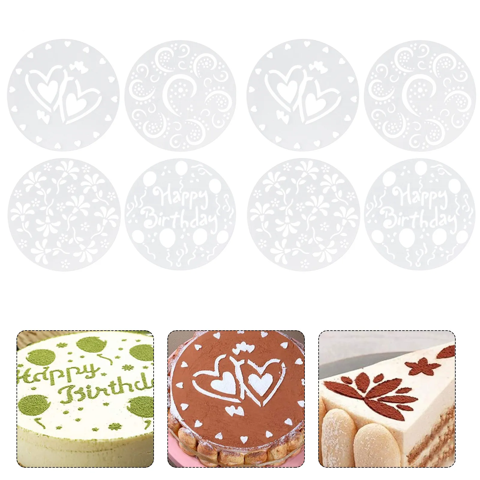 8Pcs Cake Spray Art Stencils Hollow DIY Coffee Latte Art Templates Cake Decorating Tools for Desserts
8Pcs Cake Spray Art Stencils Hollow DIY Coffee Latte Art Templates Cake Decorating Tools for Desserts