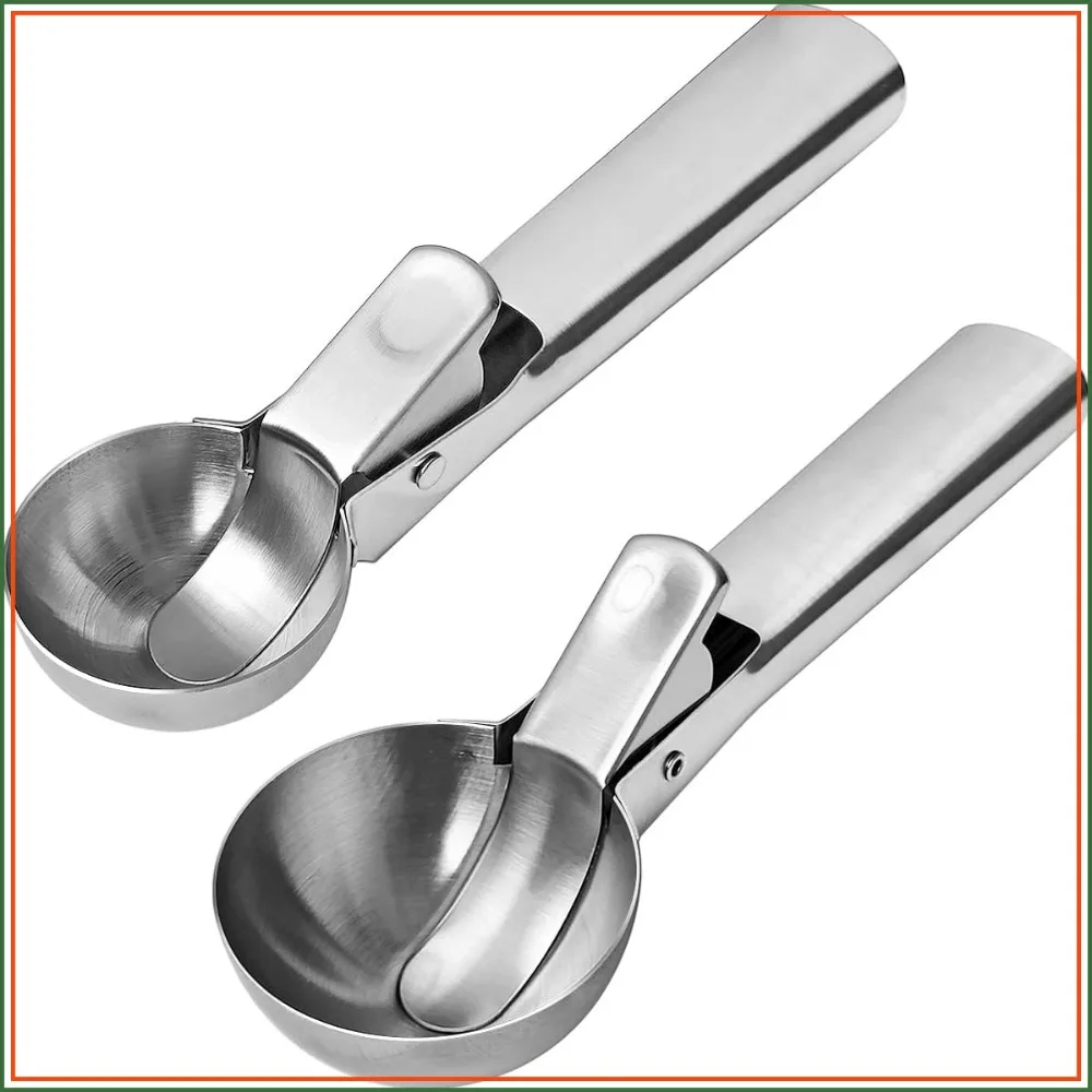 2 Pcs Stainless Steel Ice Cream Scoop, Heavy Duty Trigger Scooper for Fruit, Sundaes, Sorbet (Silver)
2 Pcs Stainless Steel Ice Cream Scoop, Heavy Duty Trigger Scooper for Fruit, Sundaes, Sorbet (Silver)