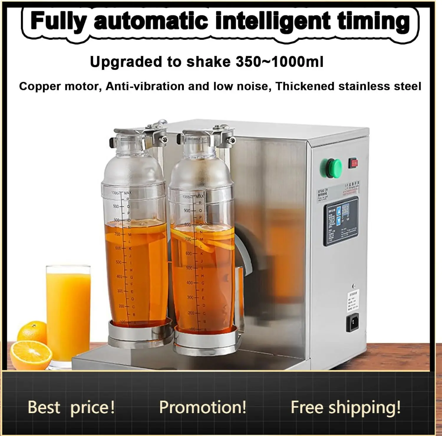 Milkshake Maker Electric Milk Tea Shaker Machine Double Frame Cocktail & Drink Mixer Stainless Steel, Includes 2 Cups, for Bubbl
Milkshake Maker Electric Milk Tea Shaker Machine Double Frame Cocktail & Drink Mixer Stainless Steel, Includes 2 Cups, for Bubbl