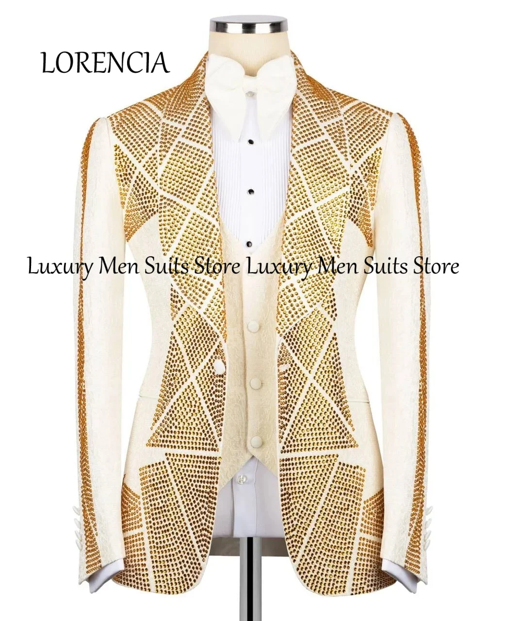 Exquisite Full Rhinestone 3 Pieces Men's Suit Gala Party Slim Fit Groom Set Customized Prom Men Blazer Pants costume homme luxe
Exquisite Full Rhinestone 3 Pieces Men's Suit Gala Party Slim Fit Groom Set Customized Prom Men Blazer Pants costume homme luxe