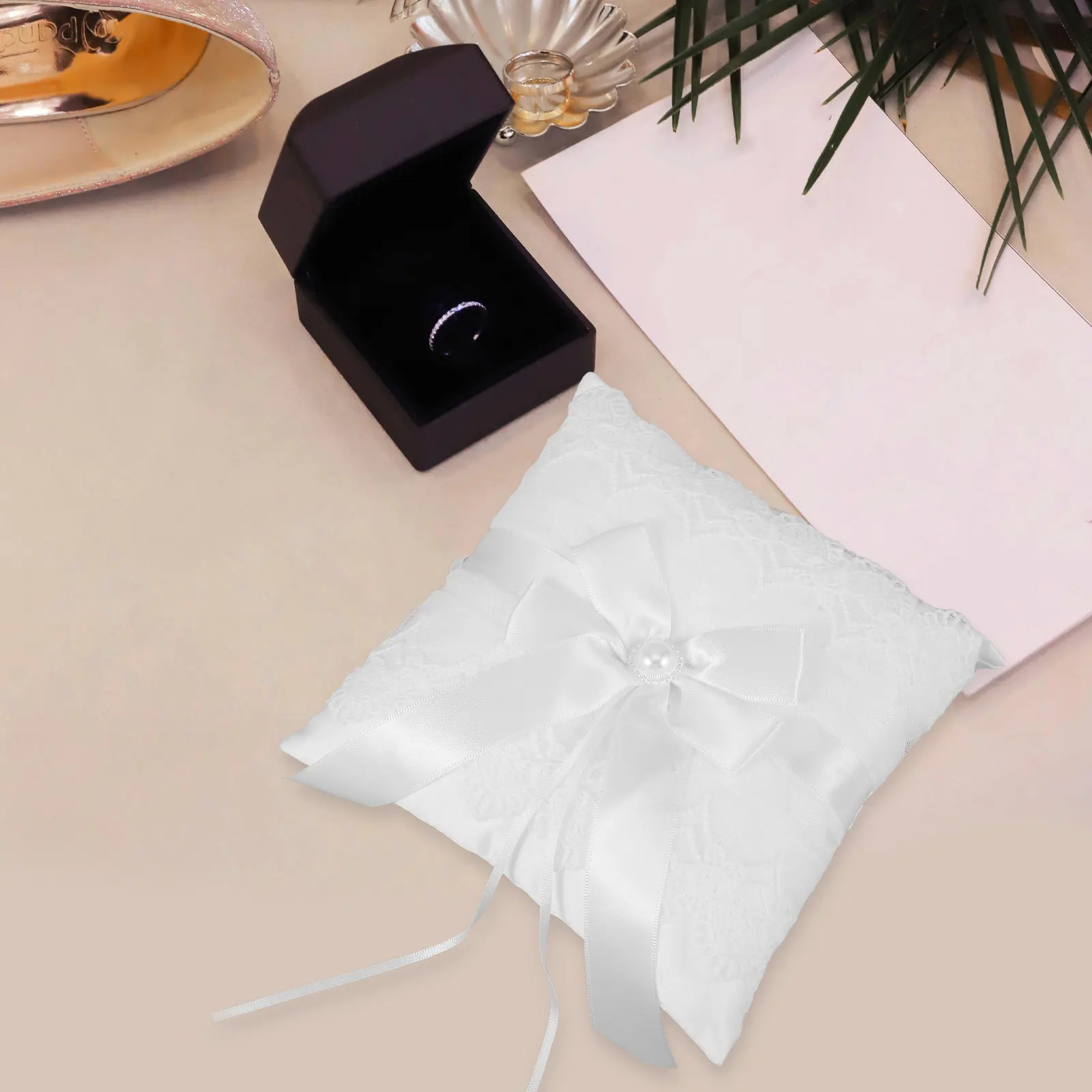 Wedding Ring Pillow Satin Lace Bowknot White Elegant Bridal Ring Cushion Wedding Ceremony Decoration Bride Decorations
Wedding Ring Pillow Satin Lace Bowknot White Elegant Bridal Ring Cushion Wedding Ceremony Decoration Bride Decorations