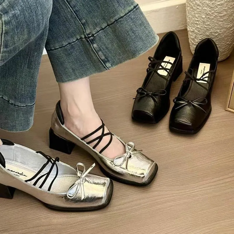 Туфли на каблуке 2024, модная женская обувь с бантом и квадратным носком, модная летняя классическая женская обувь с бабочками, новая Туфли Мэри с бантом 
Туфли на каблуке 2024, модная женская обувь с бантом и квадратным носком, модная летняя классическая женская обувь с бабочками, новая Туфли Мэри с бантом