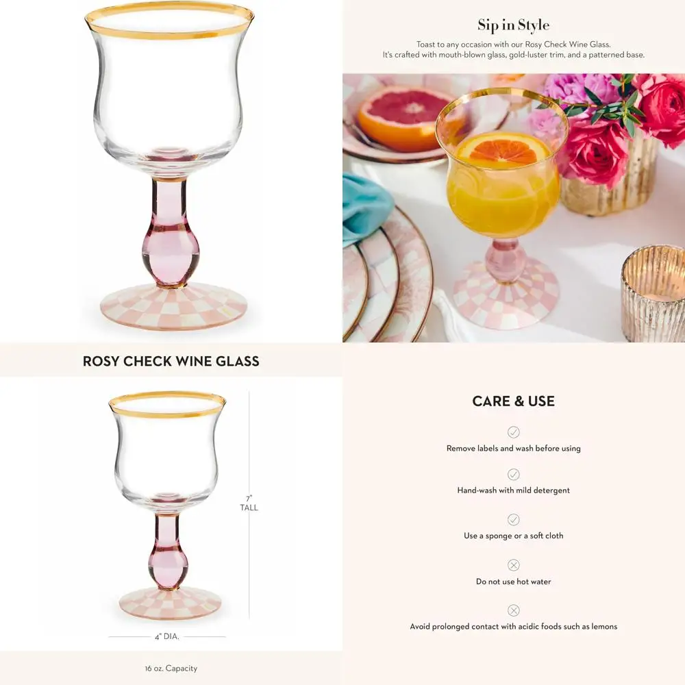 Decorative Stemmed 16-Ounce Wine Glassware in Pink-and-White Rosy Check Pattern for Elegant Sipping and Entertaining
Decorative Stemmed 16-Ounce Wine Glassware in Pink-and-White Rosy Check Pattern for Elegant Sipping and Entertaining