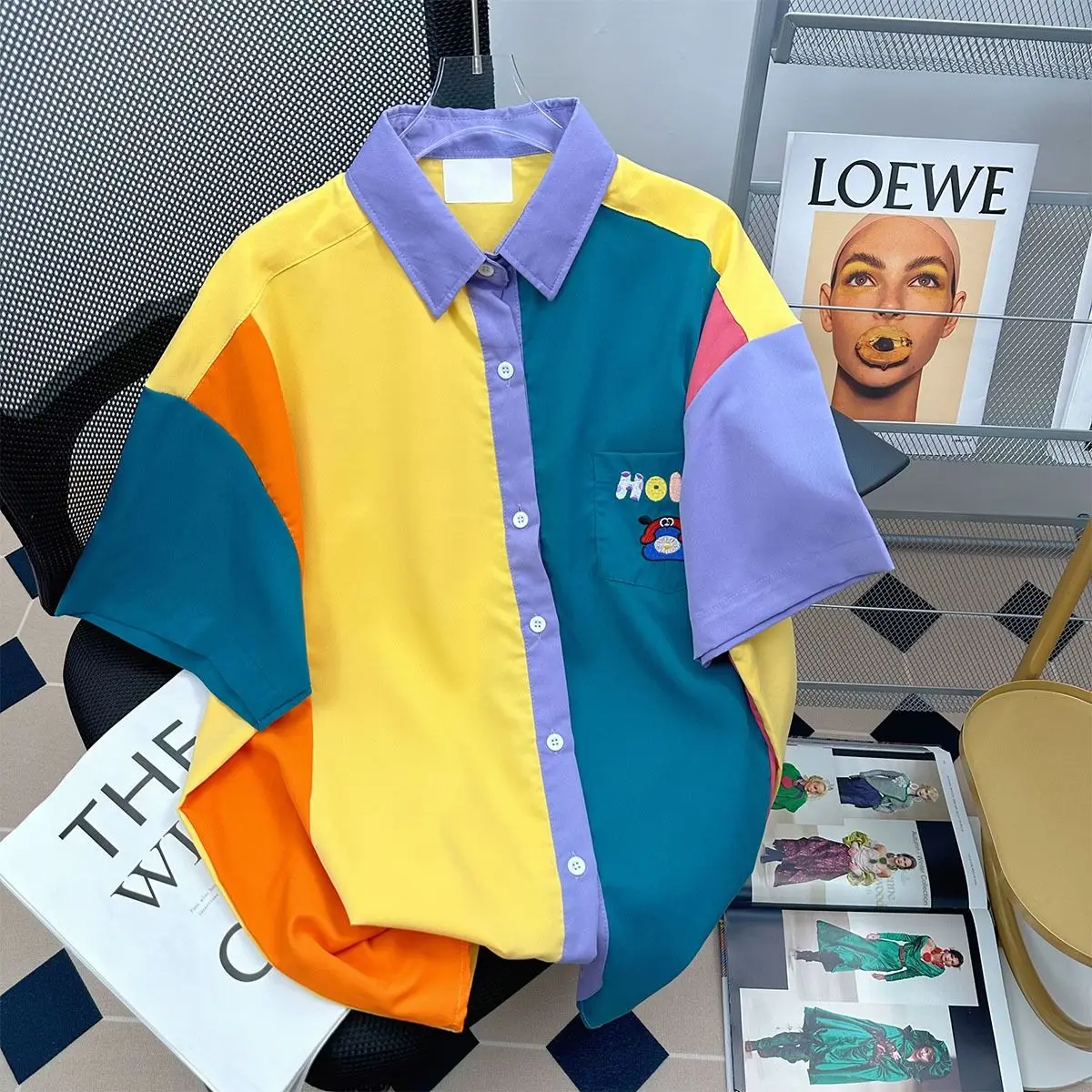 Femme Casual Korean Lively Cute Short Sleeve Blouse Summer Temperament Young Style Patchwork Multicolor Loose Women's Shirt Tops
Femme Casual Korean Lively Cute Short Sleeve Blouse Summer Temperament Young Style Patchwork Multicolor Loose Women's Shirt Tops
