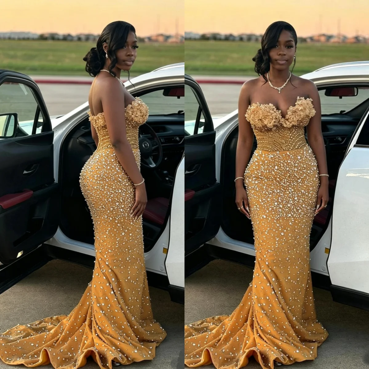 Exquisite Crystals Prom Dresses For Woman Sleeveless Sweep Train Mermaid Evening Gowns Special Occasion Party Customized
Exquisite Crystals Prom Dresses For Woman Sleeveless Sweep Train Mermaid Evening Gowns Special Occasion Party Customized