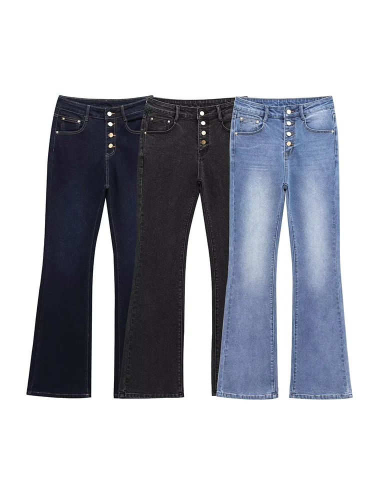 Women 2025 Spring New Chic Fashion High waist flares Jeans Vintage Pockets Button Female Denim Pants Mujer
Women 2025 Spring New Chic Fashion High waist flares Jeans Vintage Pockets Button Female Denim Pants Mujer