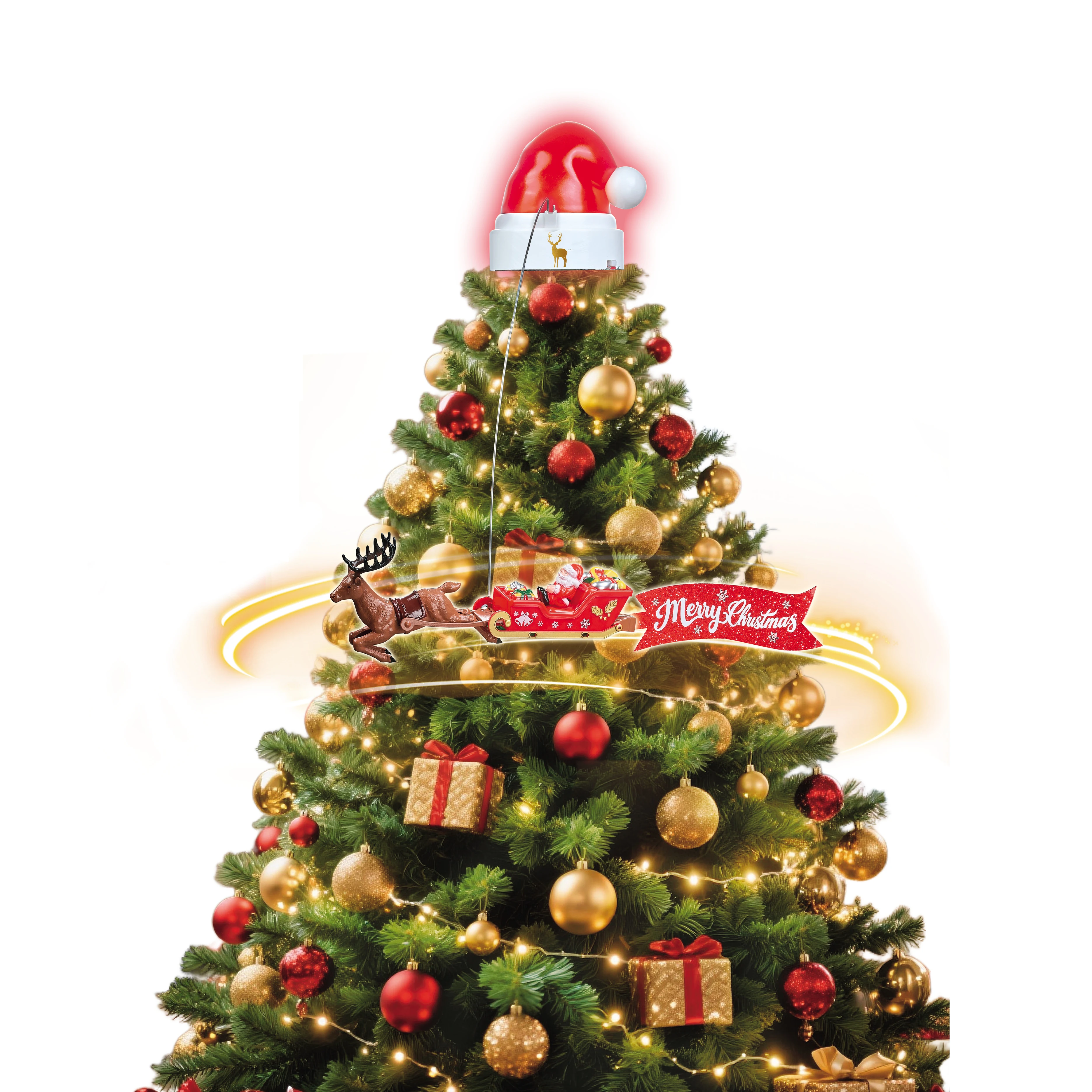 Battery Powered Christmas Electric Hat with Elk sled Xmas Rotating Christmas Star Light&Sound Decoration Railway Track Vehicle
Battery Powered Christmas Electric Hat with Elk sled Xmas Rotating Christmas Star Light&Sound Decoration Railway Track Vehicle