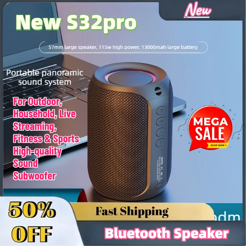 In Stock New S32pro Bluetooth Speaker for Outdoor, Household, Live Streaming, Fitness & Sports High-quality Sound Subwoofer
In Stock New S32pro Bluetooth Speaker for Outdoor, Household, Live Streaming, Fitness & Sports High-quality Sound Subwoofer