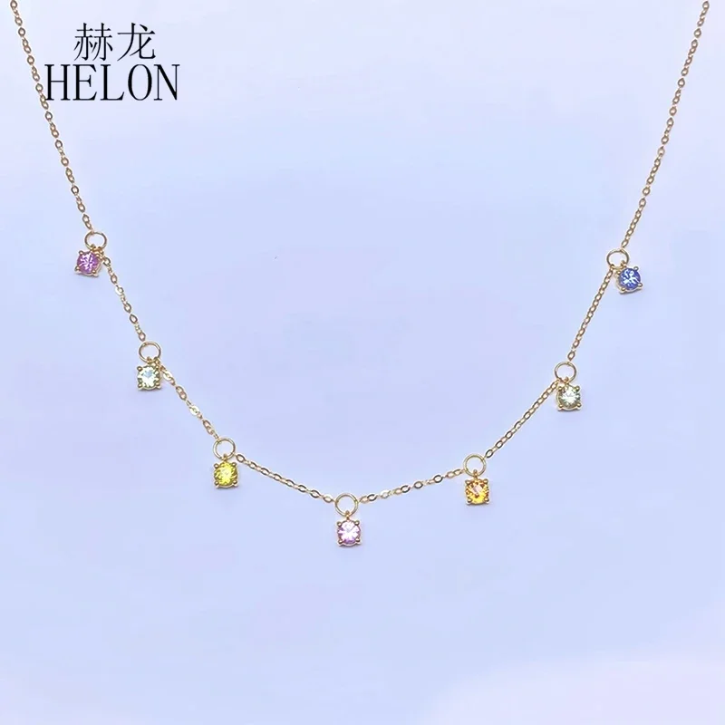 HELON Solid 18k A750 Yellow Gold Necklace Women Shiny Genuine Color Sapphire Necklace Clavicle Chain Trendy daily Fine Jewelry
HELON Solid 18k A750 Yellow Gold Necklace Women Shiny Genuine Color Sapphire Necklace Clavicle Chain Trendy daily Fine Jewelry