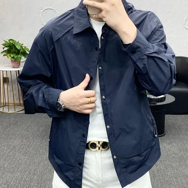 Fall 2024 Men's Outdoor Loose Fit Sun Protection Jaet Faionable Collared Splice Design Lightweight Versatile Simple Sle
Fall 2024 Men's Outdoor Loose Fit Sun Protection Jaet Faionable Collared Splice Design Lightweight Versatile Simple Sle