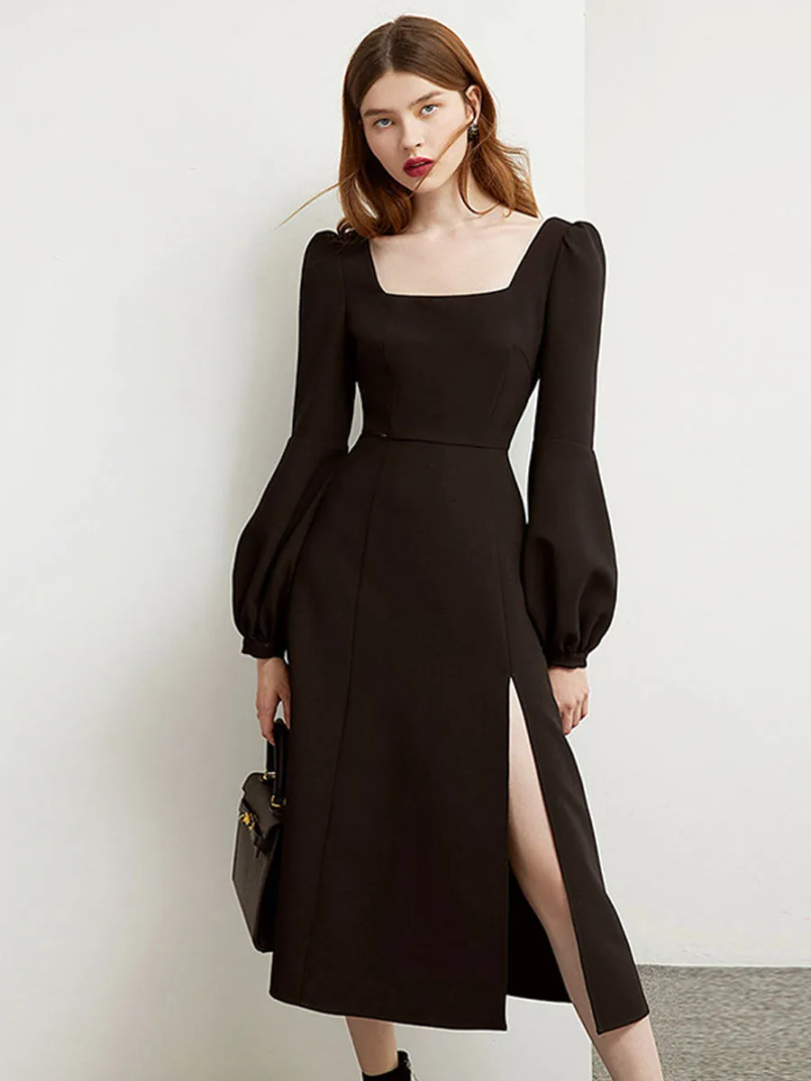 Hebe Sle Little Bla Dr Long Sve Faion Simple Elegance Dr Women Square Collar Slimming Split Dr
Hebe Sle Little Bla Dr Long Sve Faion Simple Elegance Dr Women Square Collar Slimming Split Dr