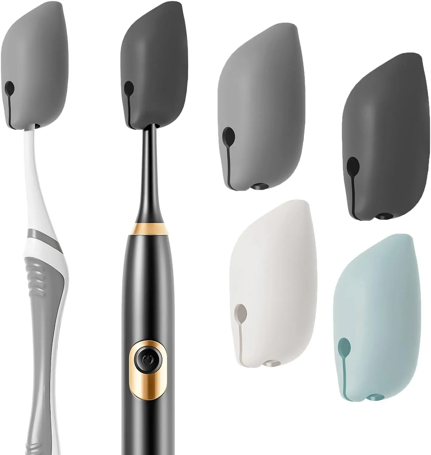 Silicone Toothbrush Covers, 4 Pack - Tooth Brush Cap for Electric & Manual Toothbrushes, Travel Toothbrush Protector, Gray
Silicone Toothbrush Covers, 4 Pack - Tooth Brush Cap for Electric & Manual Toothbrushes, Travel Toothbrush Protector, Gray