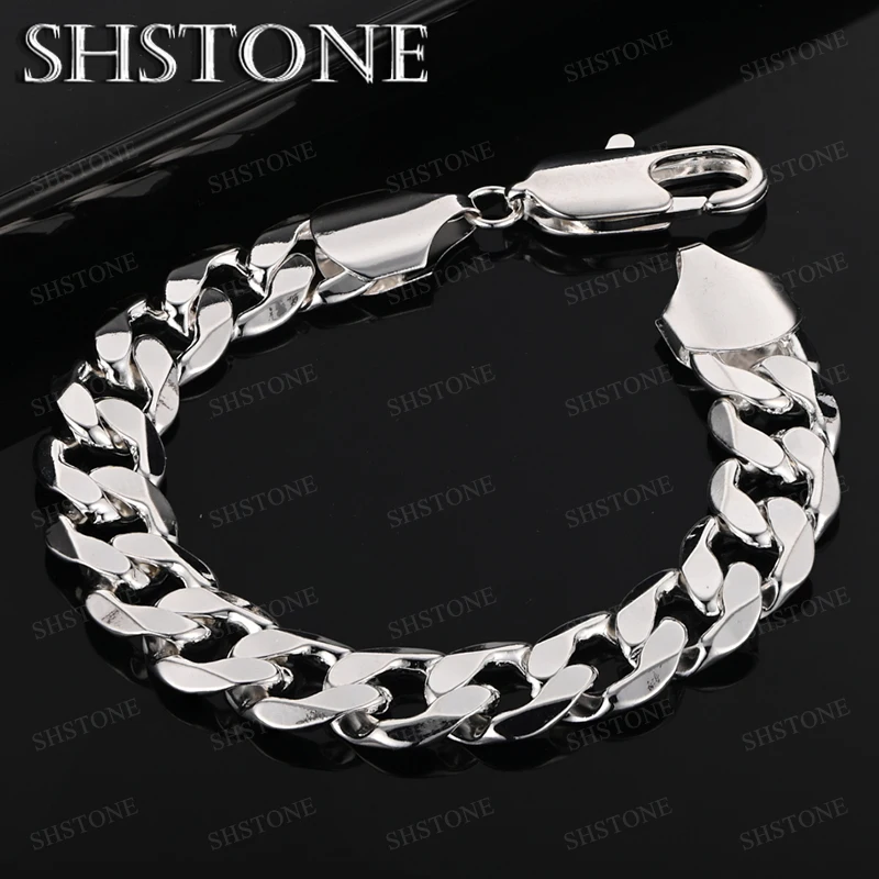 Fashion Trends Accessories 12mm 925 Sterling Silver Bracelet For Women Men Valentine's Day Charm Silver Jewelry Wedding Party
Fashion Trends Accessories 12mm 925 Sterling Silver Bracelet For Women Men Valentine's Day Charm Silver Jewelry Wedding Party