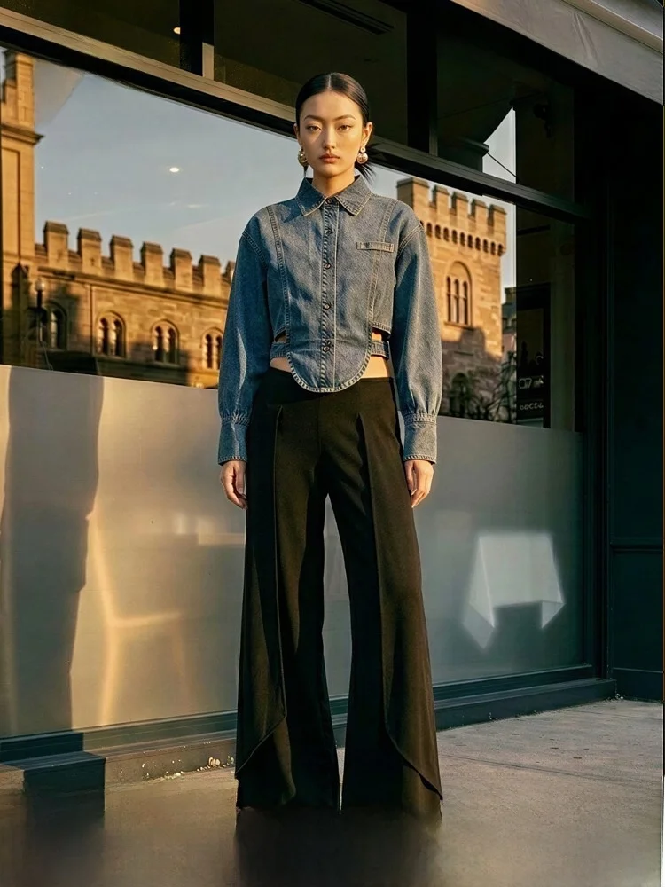 H&M Women's Denim Shirt Summer 2026 Artistic Vintage Waist-Tie Casual Loose Fit Long Sleeve Cotton Classic Collar
H&M Women's Denim Shirt Summer 2026 Artistic Vintage Waist-Tie Casual Loose Fit Long Sleeve Cotton Classic Collar