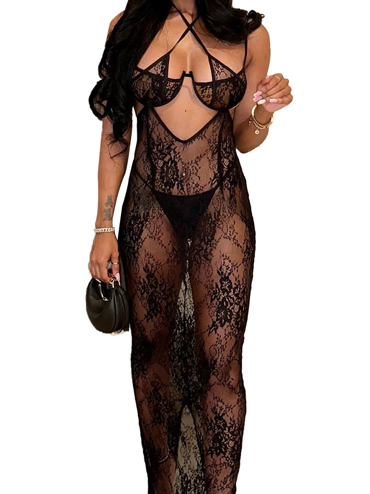 Belamimi Women Floral Rose Lace Sheer Mesh Halter Bodysuit Hollow Tie Design Sexy Shapewear Thong Lingerie For Party Wear
Belamimi Women Floral Rose Lace Sheer Mesh Halter Bodysuit Hollow Tie Design Sexy Shapewear Thong Lingerie For Party Wear