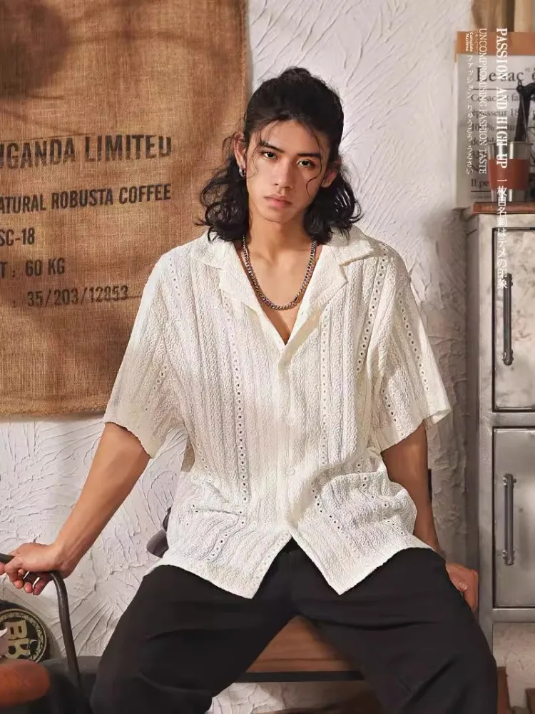 Fashionable Men's Short Sleeve Hollow out Shirt Casual Summer New Arrival Breathable Polyester Fiber Loose Fit Youth Trend
Fashionable Men's Short Sleeve Hollow out Shirt Casual Summer New Arrival Breathable Polyester Fiber Loose Fit Youth Trend