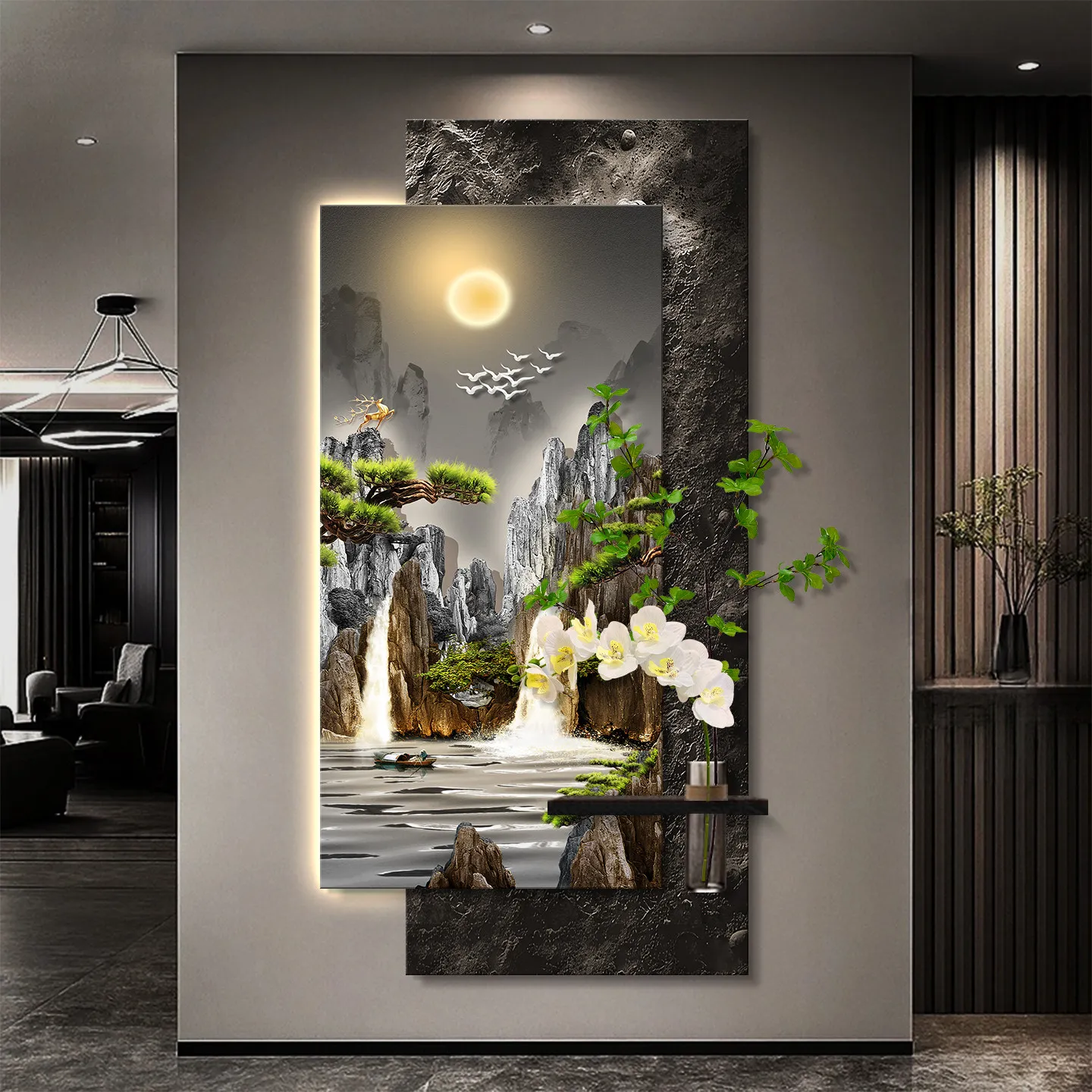 Flowing Wealth: Luxury 3D Sandstone Wall Art for Entryway Corridor Lighting
Flowing Wealth: Luxury 3D Sandstone Wall Art for Entryway Corridor Lighting