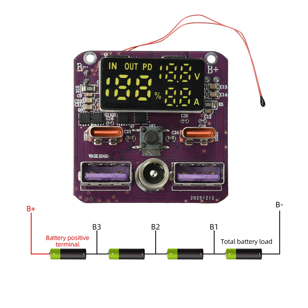 4S PD 100W Bidirectional Fast Charging Module Integrated Charge Discharging 20V 5A High-power Output Power Supply DC Interface
4S PD 100W Bidirectional Fast Charging Module Integrated Charge Discharging 20V 5A High-power Output Power Supply DC Interface
