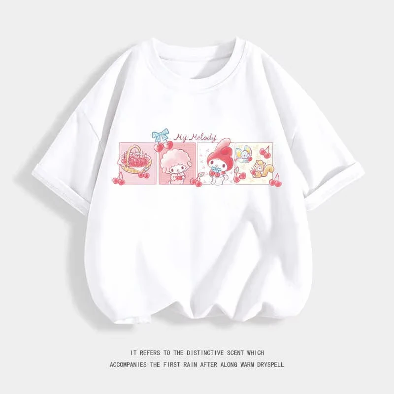 New Sanrio Meiledi Girls' Cartoon Printed T-shirt for 2026 Summer Pure Comfortable and loose children's clothing
New Sanrio Meiledi Girls' Cartoon Printed T-shirt for 2026 Summer Pure Comfortable and loose children's clothing