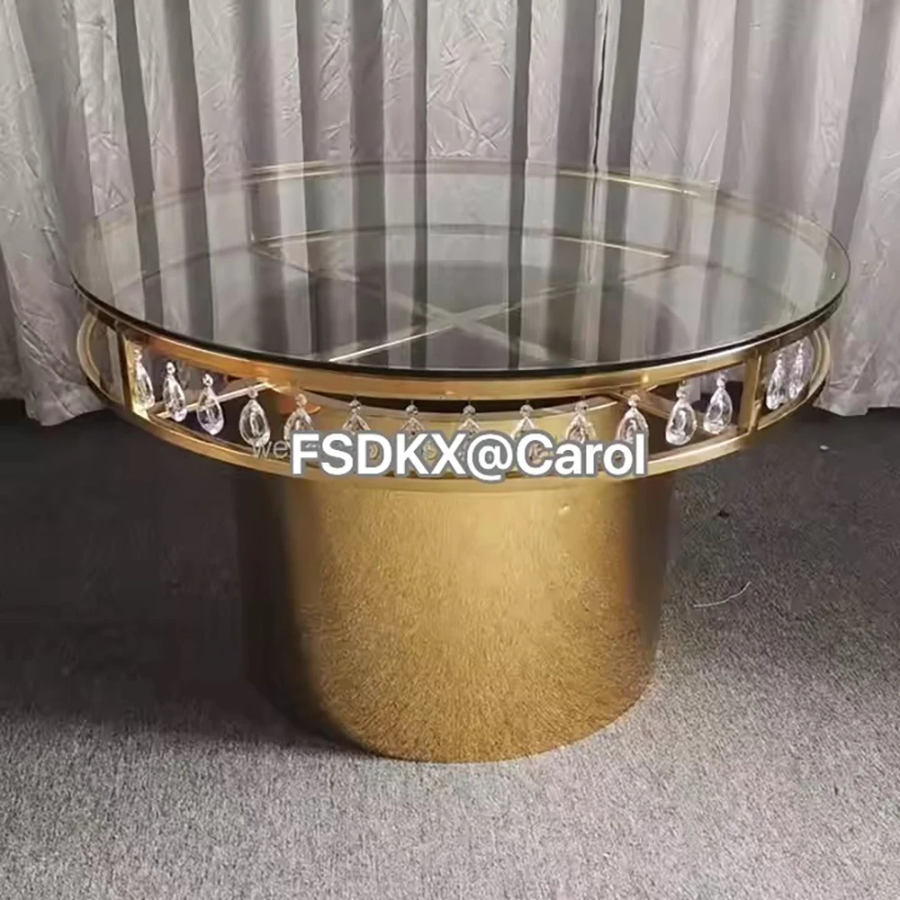 Glass Crystal Drops Wedding Cake Table Mirror Acrylic Top Round Events Party Stainless Steel Electroplate Gold Table Furniture
Glass Crystal Drops Wedding Cake Table Mirror Acrylic Top Round Events Party Stainless Steel Electroplate Gold Table Furniture