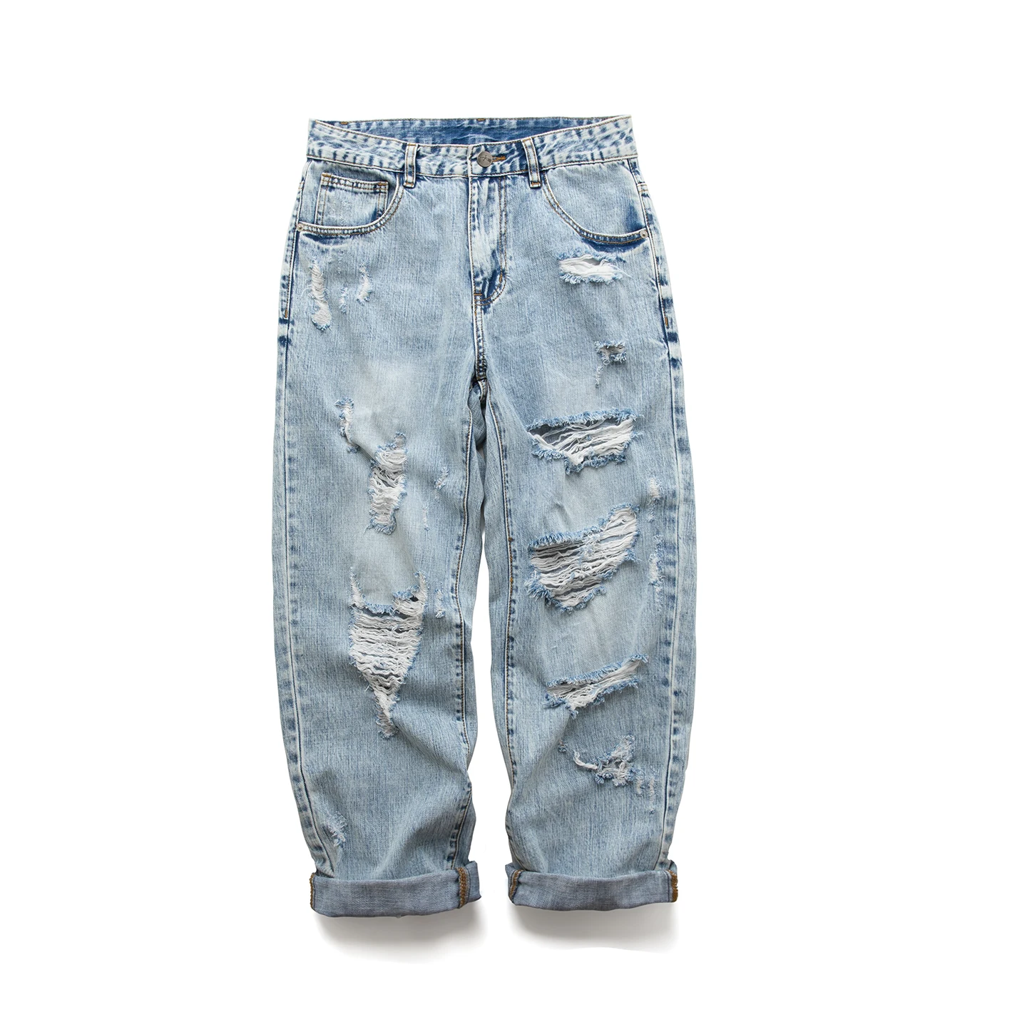 American Street Style Vintage Washed Men's Loose Straight Leg Jeans Destroyed Wide Leg Jeans mid Waist Cotton Denim
American Street Style Vintage Washed Men's Loose Straight Leg Jeans Destroyed Wide Leg Jeans mid Waist Cotton Denim