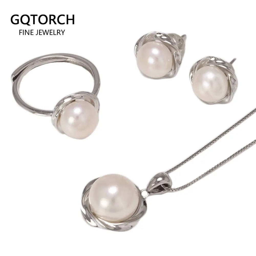 925 Sterling Silver Natural Pearl Women's Jewelry Set Elegant and Beautiful Pure Silver Earrings and Pendant Necklace Rings
925 Sterling Silver Natural Pearl Women's Jewelry Set Elegant and Beautiful Pure Silver Earrings and Pendant Necklace Rings