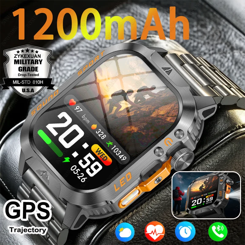 2026 New 1200 mAh Battery Military 5ATM Waterproof Smartwatch Men Fitness Tracker Health Heart Rate Smart Watch For iOS Android
2026 New 1200 mAh Battery Military 5ATM Waterproof Smartwatch Men Fitness Tracker Health Heart Rate Smart Watch For iOS Android
