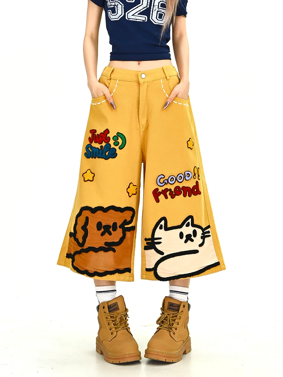 Lazy Cartoon Dog Cowboy Jeans Loose Women's Wide Leg Pants Summer New Sle American Retro Sle Casual Faionable
Lazy Cartoon Dog Cowboy Jeans Loose Women's Wide Leg Pants Summer New Sle American Retro Sle Casual Faionable