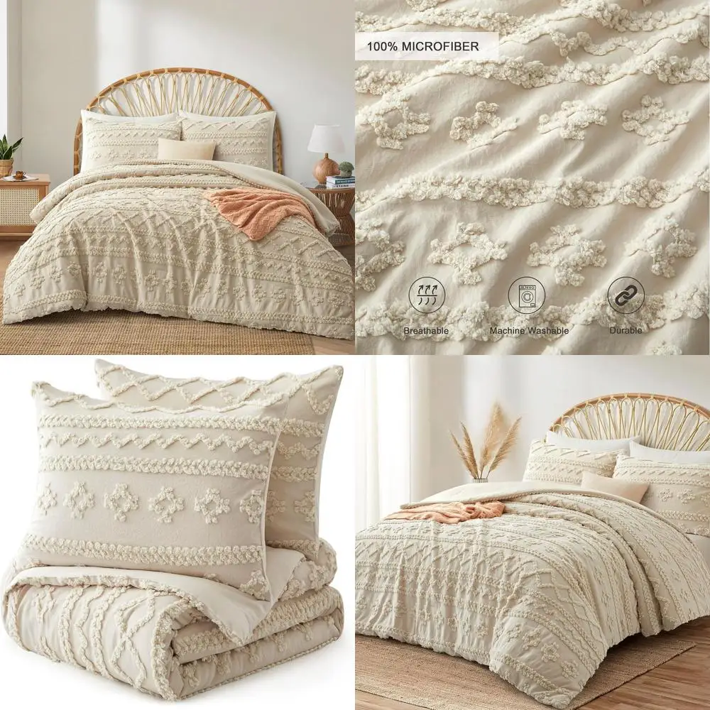 Boho Chic Beige Queen Bedding Set with Tufting, 3-Piece Comforter & 2 Pillowcases
Boho Chic Beige Queen Bedding Set with Tufting, 3-Piece Comforter & 2 Pillowcases