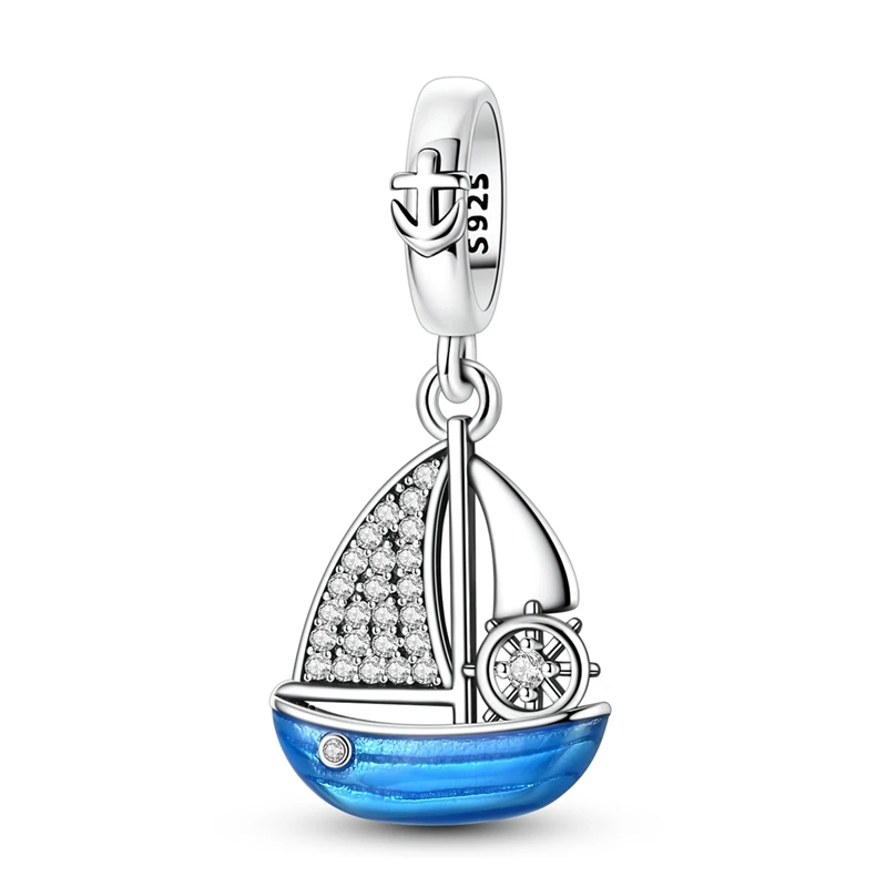 New 925 Sterling Silver Blue Sailboat Charms Bead Zircon Dangle Fit 3mm Classic Bracelet DIY Women Birthday Party Jewelry Gift
New 925 Sterling Silver Blue Sailboat Charms Bead Zircon Dangle Fit 3mm Classic Bracelet DIY Women Birthday Party Jewelry Gift