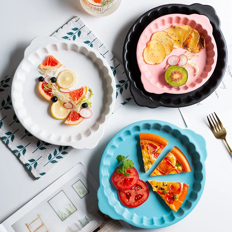 Creative Underglaze Color Double Ear Round Ceramic Baking Plate Commercial Restaurant Pizza Plate Spaghetti Plate
Creative Underglaze Color Double Ear Round Ceramic Baking Plate Commercial Restaurant Pizza Plate Spaghetti Plate