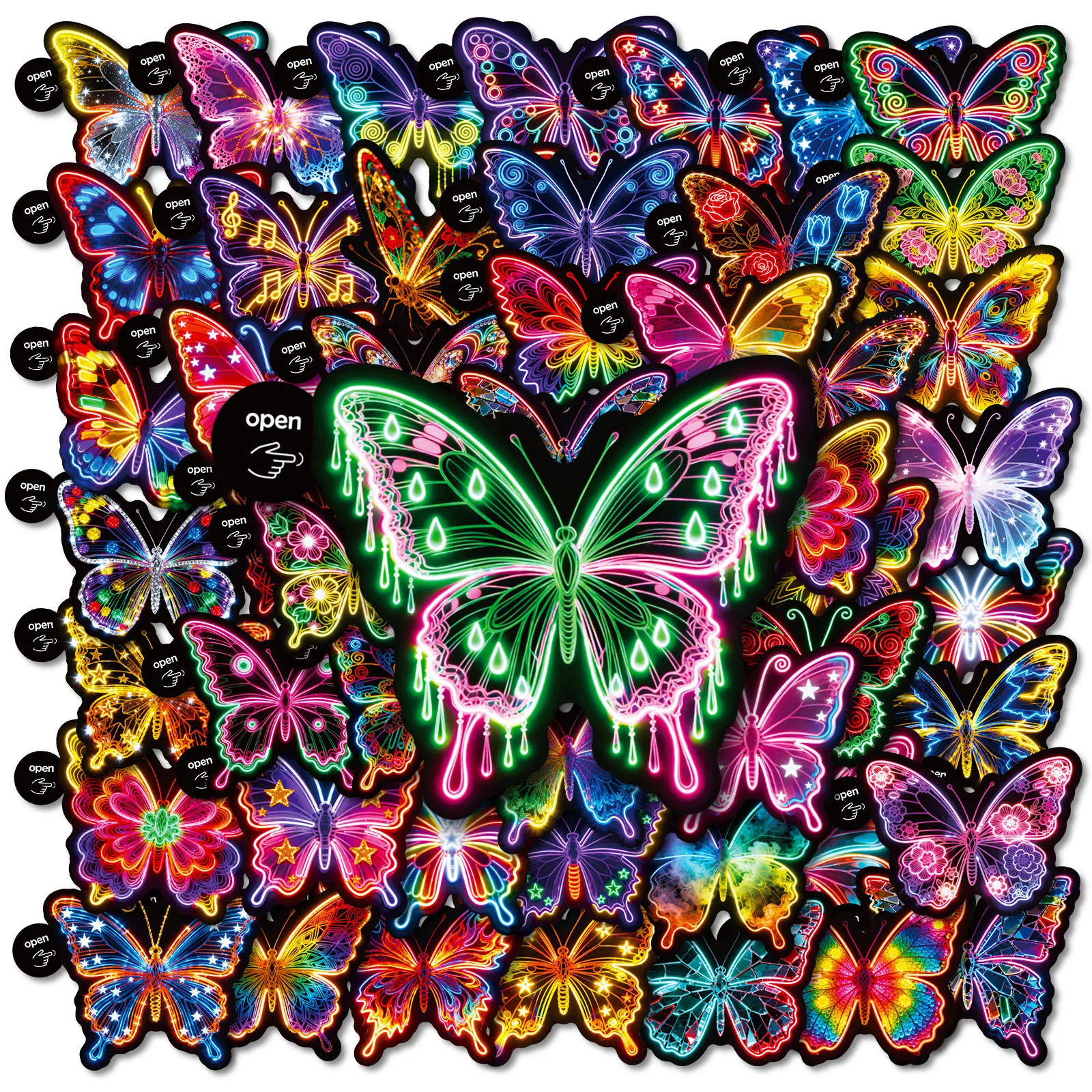 50Pcs Easy Peel Neon Butterfly Stickers Glowing Aesthetic Vinyl Decals Waterproof Laptop Water Bottle Scrapbook Teen Girl Gift
50Pcs Easy Peel Neon Butterfly Stickers Glowing Aesthetic Vinyl Decals Waterproof Laptop Water Bottle Scrapbook Teen Girl Gift