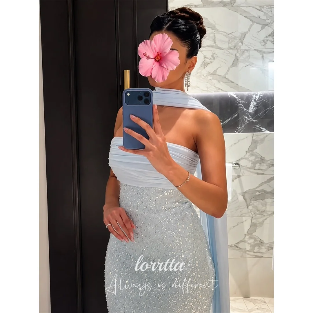 Lorrtta Sequin Halter Sky Blue Mermaid Evening Dress 2026 Prom Dress Glamourous Formal Evening Customized Robes de Soirée
Lorrtta Sequin Halter Sky Blue Mermaid Evening Dress 2026 Prom Dress Glamourous Formal Evening Customized Robes de Soirée