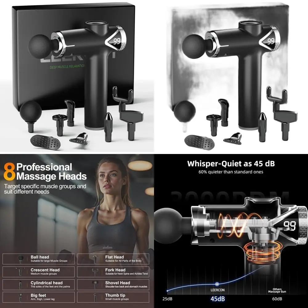 Массажный пистолет для глубокого перкуссионного массажа для снятия боли и восстановления мышц с 8 насадками, 6 скоростями, идеально подходит для спортсменов, унисекс.
Массажный пистолет для глубокого перкуссионного массажа для снятия боли и восстановления мышц с 8 насадками, 6 скоростями, идеально подходит для спортсменов, унисекс.