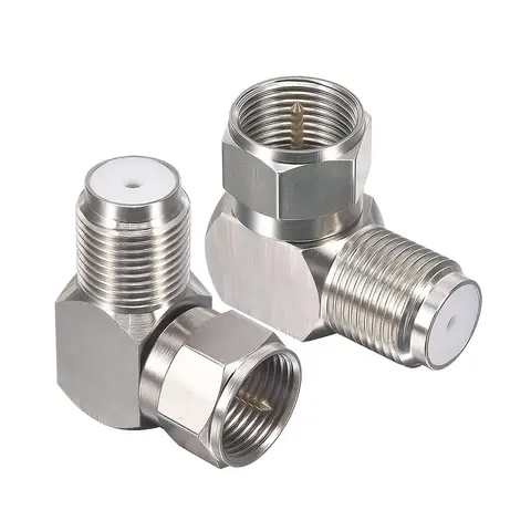 2pcs/Group Rg6 Coaxial Cable Extension Connector Set?up F-Type Adapter Coaxial Cable Right Angle Connector Male and Female Quick