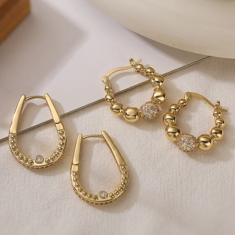 Unique Personality Real Gold Plated Zircon Geometric Earrings for Women Simple Retro Versatile Ear Jewelry
Unique Personality Real Gold Plated Zircon Geometric Earrings for Women Simple Retro Versatile Ear Jewelry