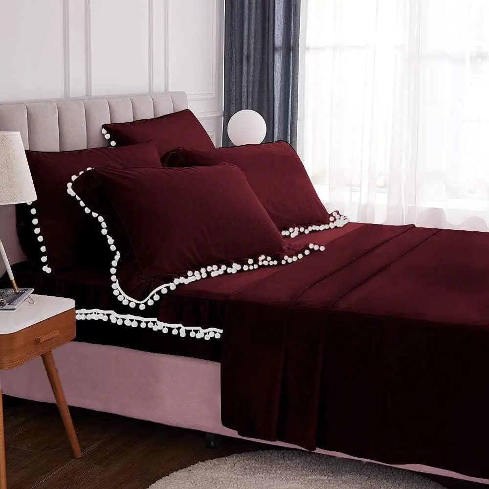 itted Sheet and Pillowshams Rule with Pom Pom 4 Piece Sheet Set 26 Inch Deep ket, White Pom-Pom ringe, 100% Egyptian Cotton, 800
itted Sheet and Pillowshams Rule with Pom Pom 4 Piece Sheet Set 26 Inch Deep ket, White Pom-Pom ringe, 100% Egyptian Cotton, 800