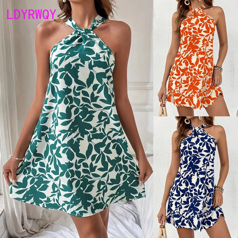 Women's 2024 Spring/Summer Sleeveless Sexy Backless Short Skirt with Ruffle Edge Printed Hanging Neck Dress
Women's 2024 Spring/Summer Sleeveless Sexy Backless Short Skirt with Ruffle Edge Printed Hanging Neck Dress
