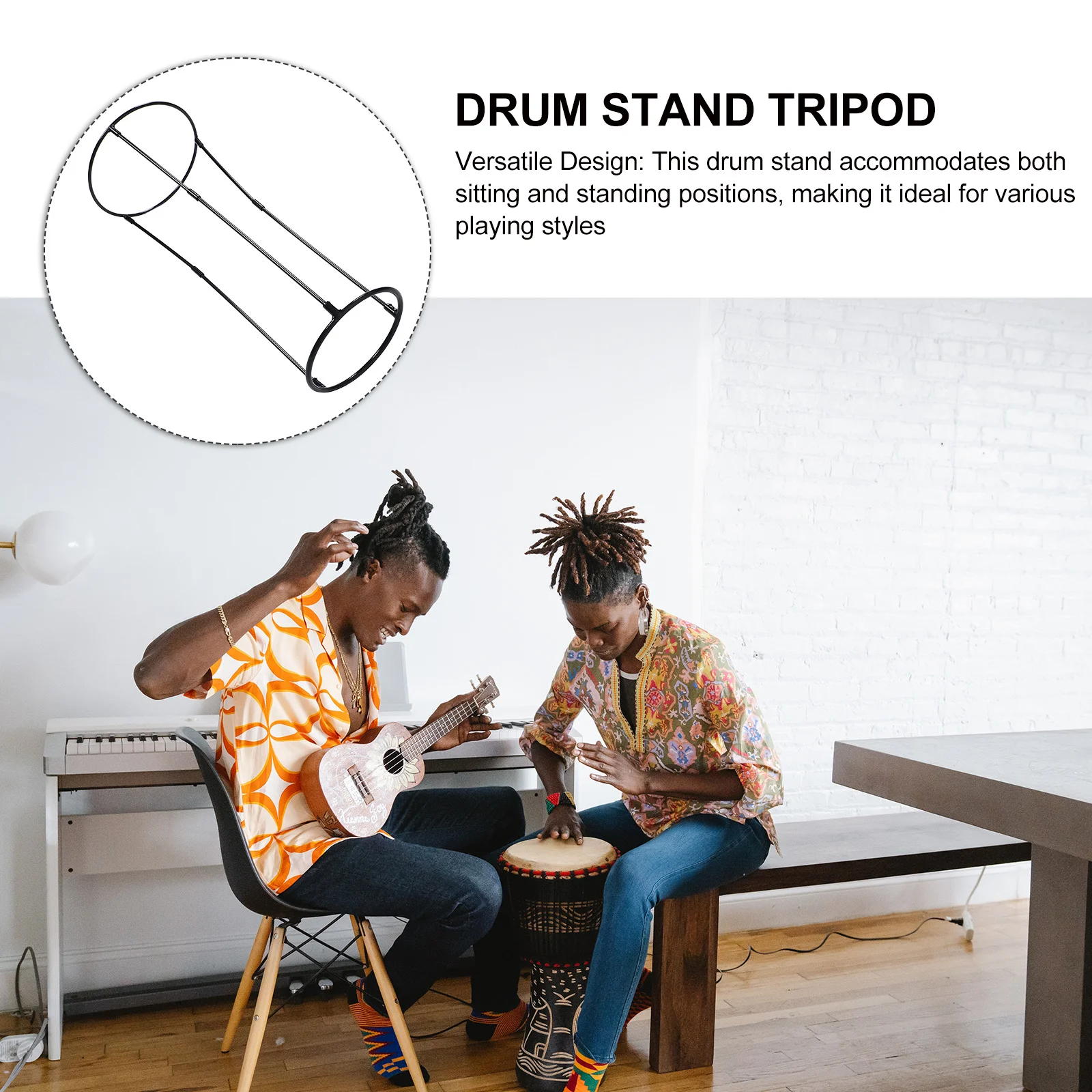 African Stand Adjustable Metal Frame Sitting Or Standing Stable Tripod Percussion Instrument Rack For Adults Hand Drum
