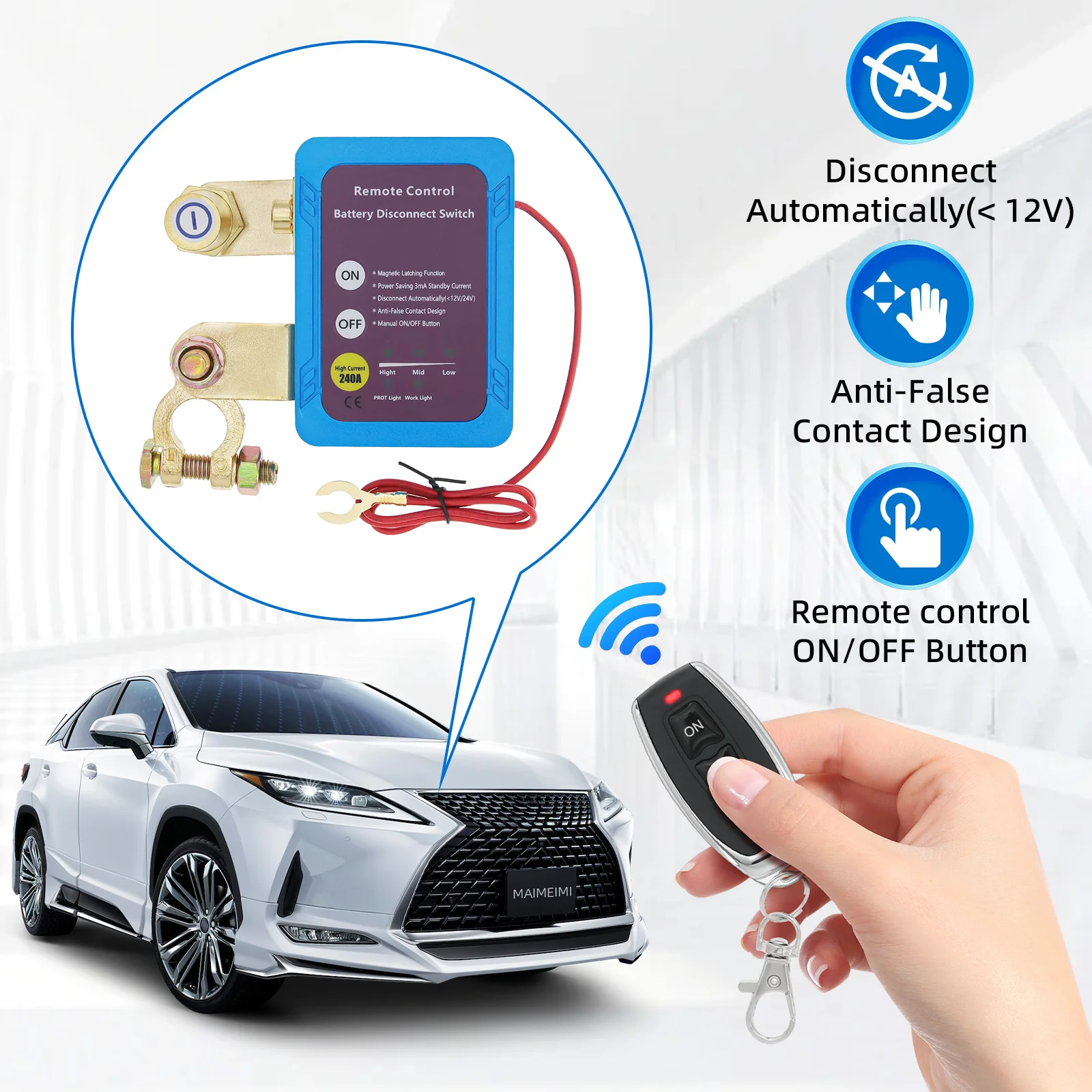 Wireless Remote Battery Disconnect Power Switch 12V 240A Shut Off Cut Off Kill Switch With Remote Control Switch For Car Truck
Wireless Remote Battery Disconnect Power Switch 12V 240A Shut Off Cut Off Kill Switch With Remote Control Switch For Car Truck